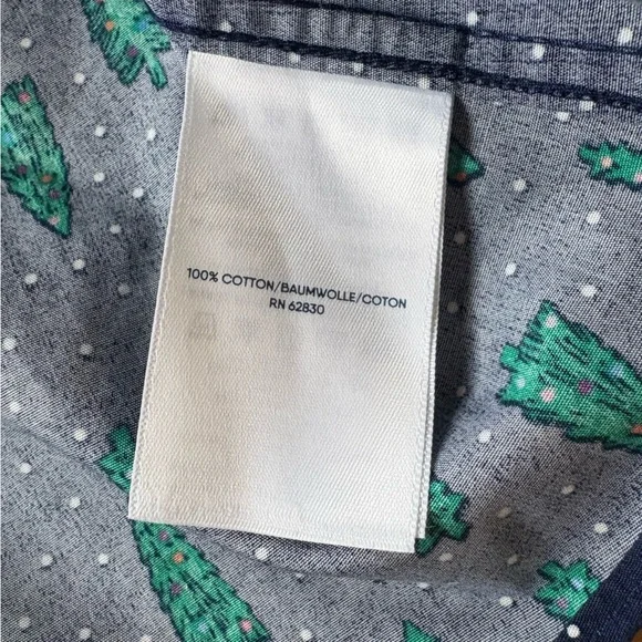 Lands End Christmas Shirt Womens Sz 10 Holiday Long Sleeve Button Up - Picture 6 of 7